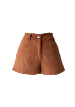 Mini shorts veludo cotelê caramelo