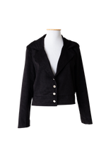 Blazer curto veludo cotelê preto