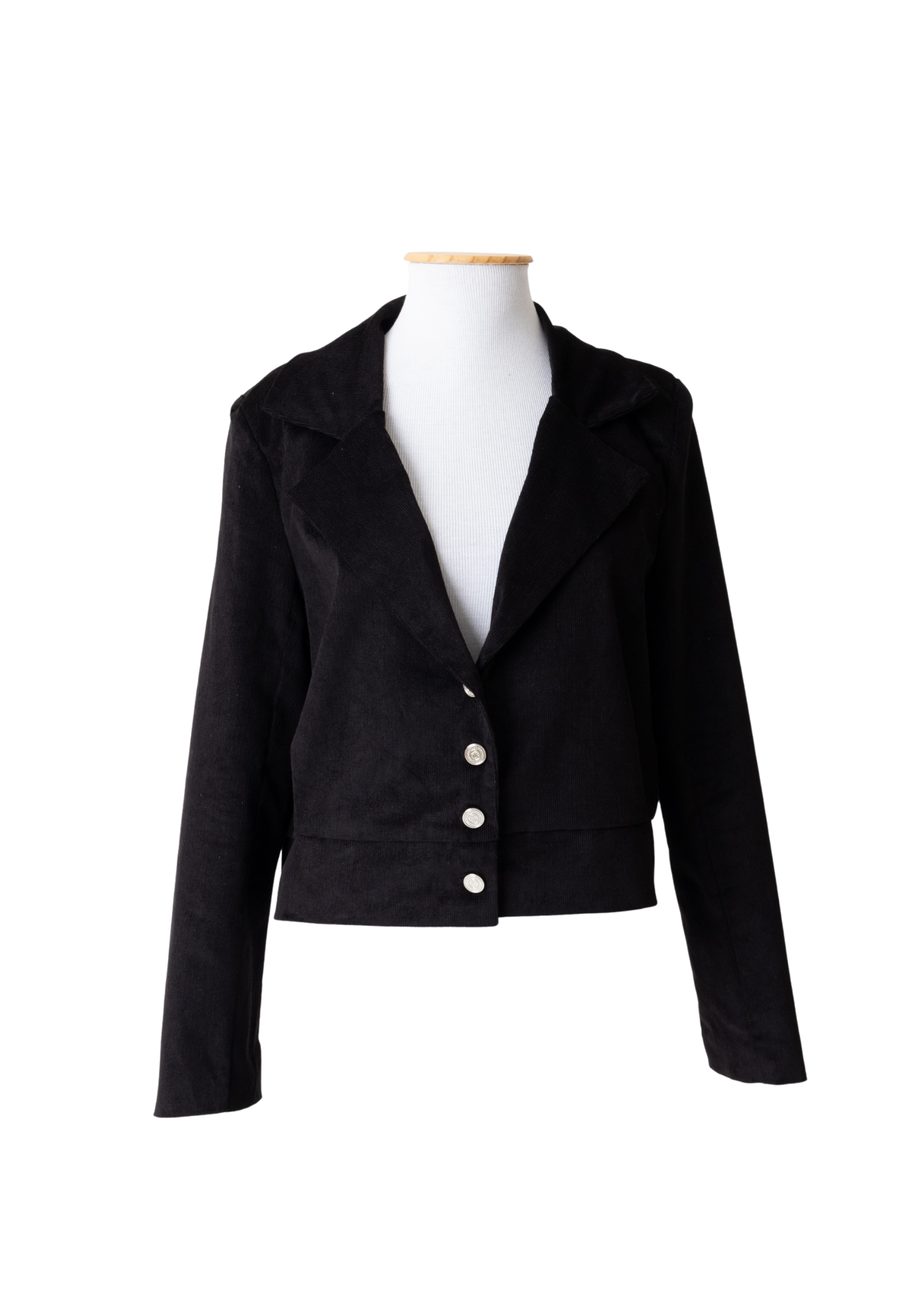 Blazer curto veludo cotelê preto