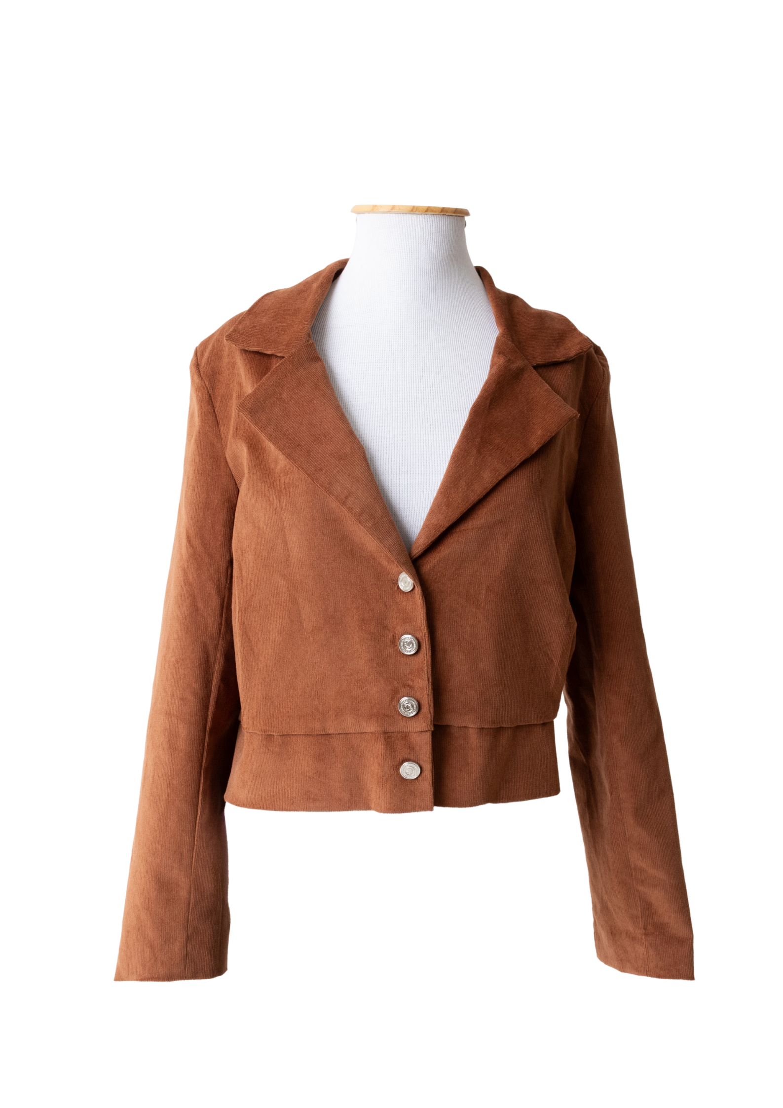 Blazer curto veludo cotelê caramelo