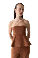 Corset veludo cotelê caramelo