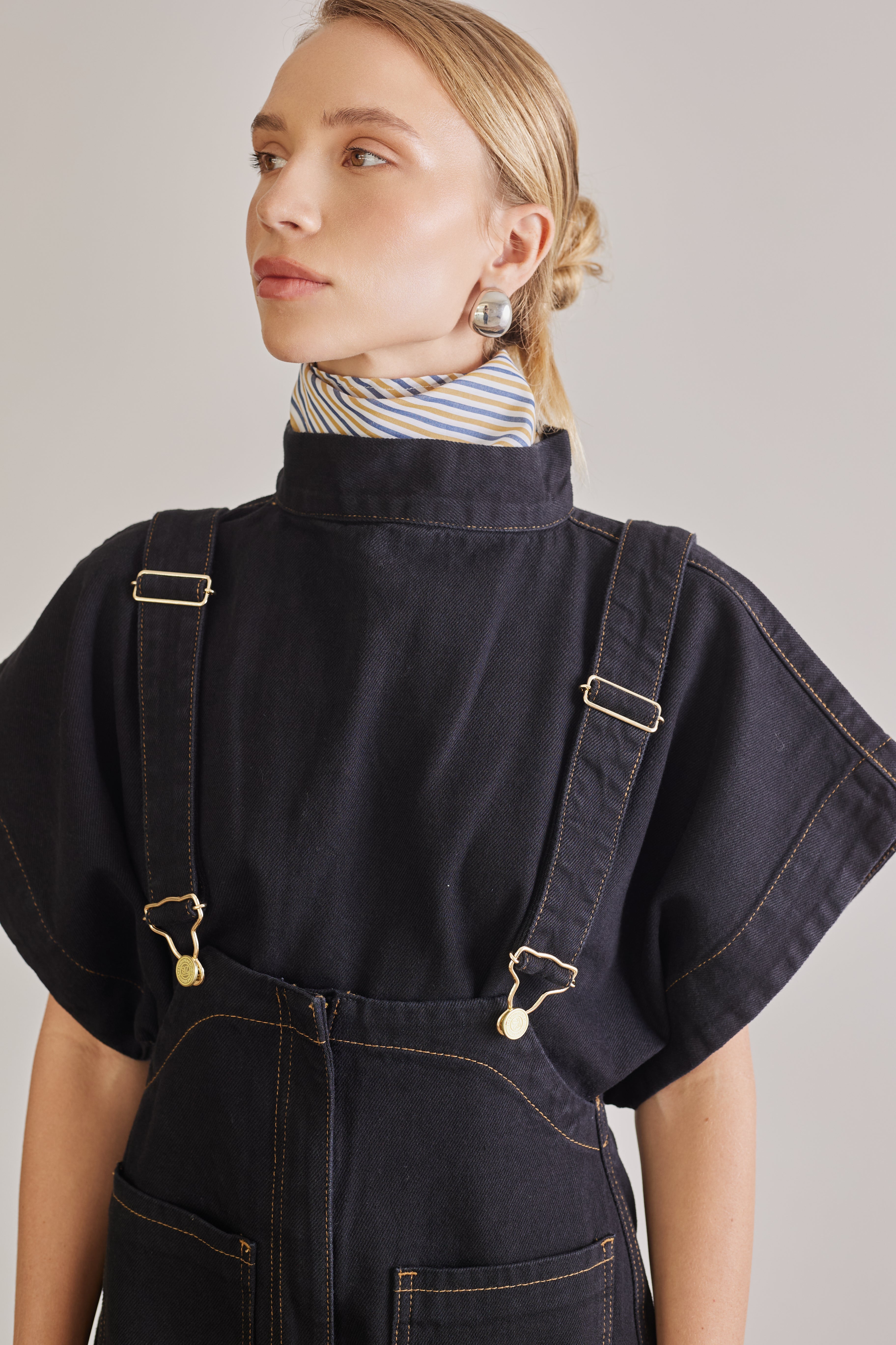 Mock Neck Denim Blouse - Têre Studio