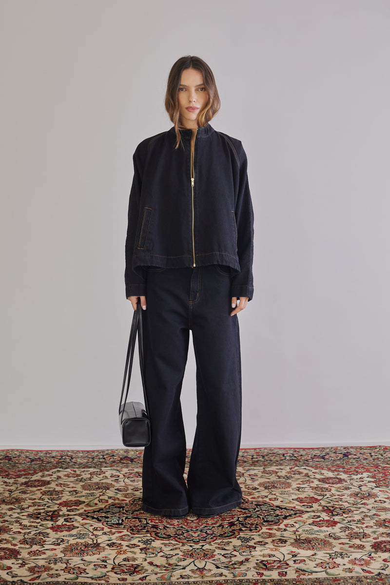 Mock Neck Denim Jacket - Têre Studio