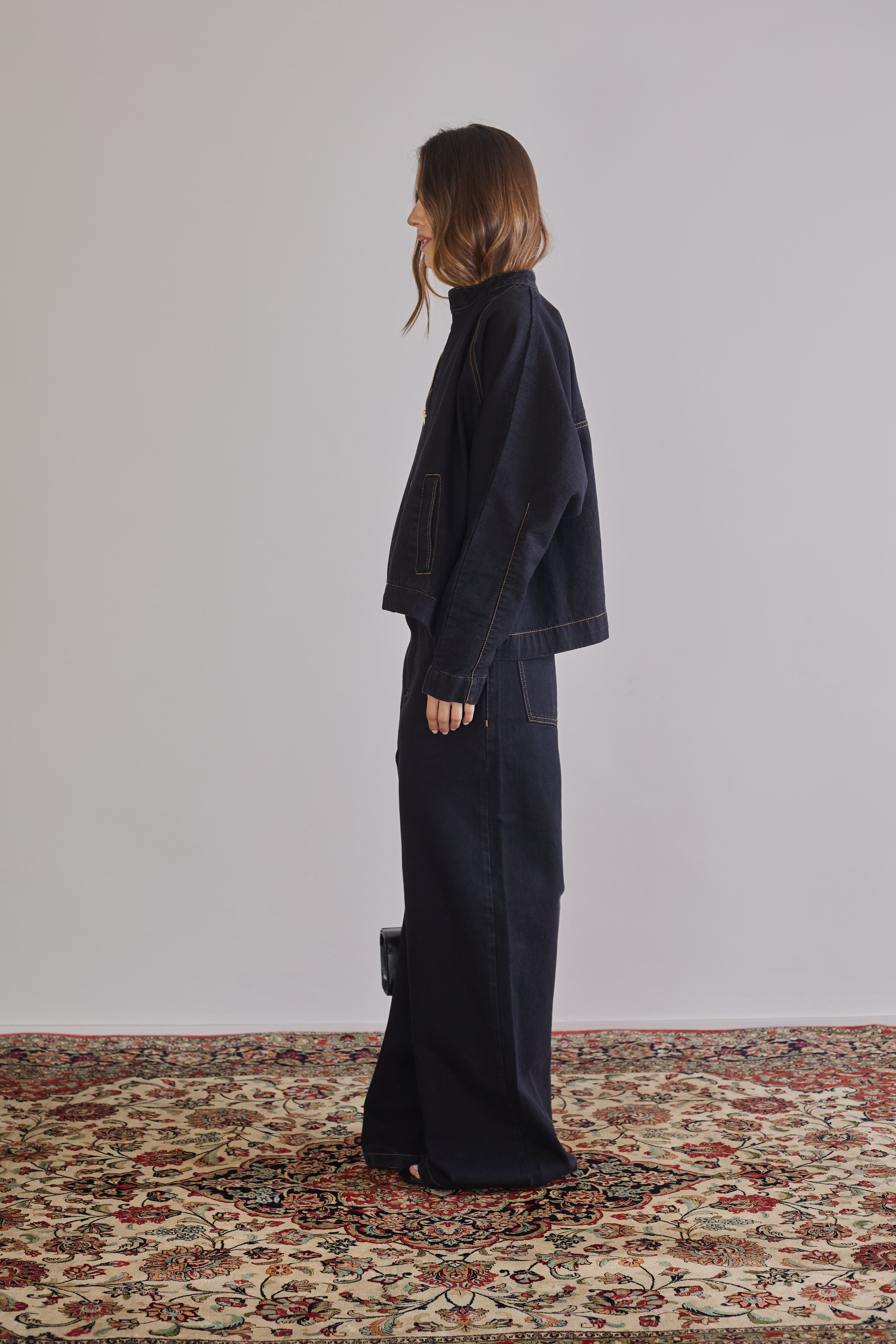 Mock Neck Denim Jacket - Têre Studio